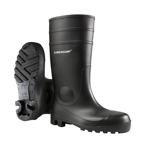 Dunlop Protomastor Black Steel Toe Capped Safety Boots, EU 44