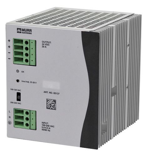 Murrelektronik Limited Eco-Rail Switch Mode DIN Rail Power Supply 173 → 264V ac Input, 24V dc Output, 20A 480W