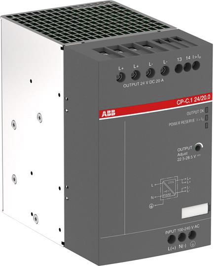 ABB CP-C.1 Switch Mode DIN Rail Power Supply 85 → 264V ac Input, 24V dc Output, 20A 480W