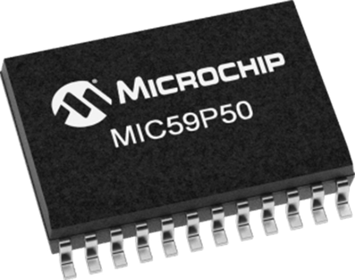 Microchip MIC59P50YWM 8 1-Bit 8-Bit-Register SR Typ Transparent Open Collector, SOIC 24-Pin
