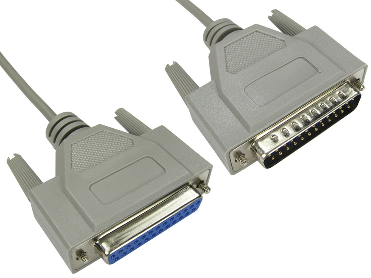 Cable serie RS PRO, long. 6m, color Gris, con. A: D-sub de 25 contactos Macho, con. B: D-sub de 25 contactos Hembra