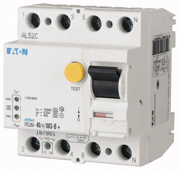 167894 FRCDM-63/4/003-G/B | Eaton 4 Pole Type B RCD Switch, 63A FRCDM ...