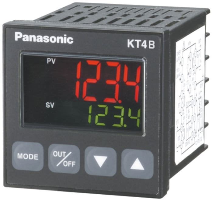 Panasonic KT4H Panel Mount PID Temperature Controller, 48 x 59.2mm 1 Input, 1 Output DC Current, 100 → 240 V ac