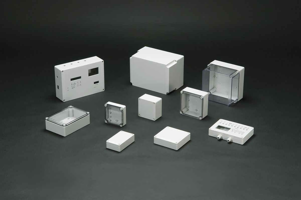 Takachi Electric Industrial SPCP Series Grey, White Polycarbonate Enclosure, IP65, Off-White Lid, 125 x 175 x 100mm