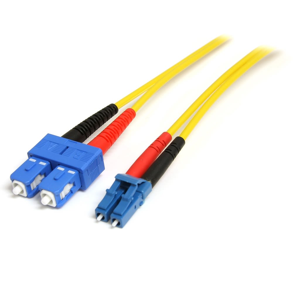 StarTech.com LC to SC Duplex Single Mode OS1 Fibre Optic Cable, 9/125μm, Yellow, 1m