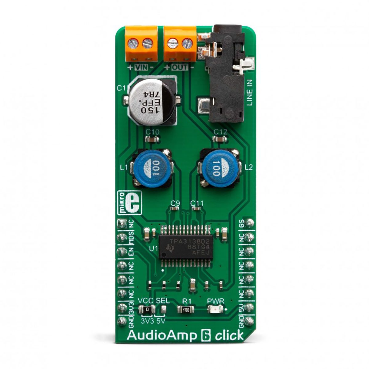 MikroElektronika MIKROE-3448, AudioAmp 6 Click Audio Amplifier for TPA3138D2