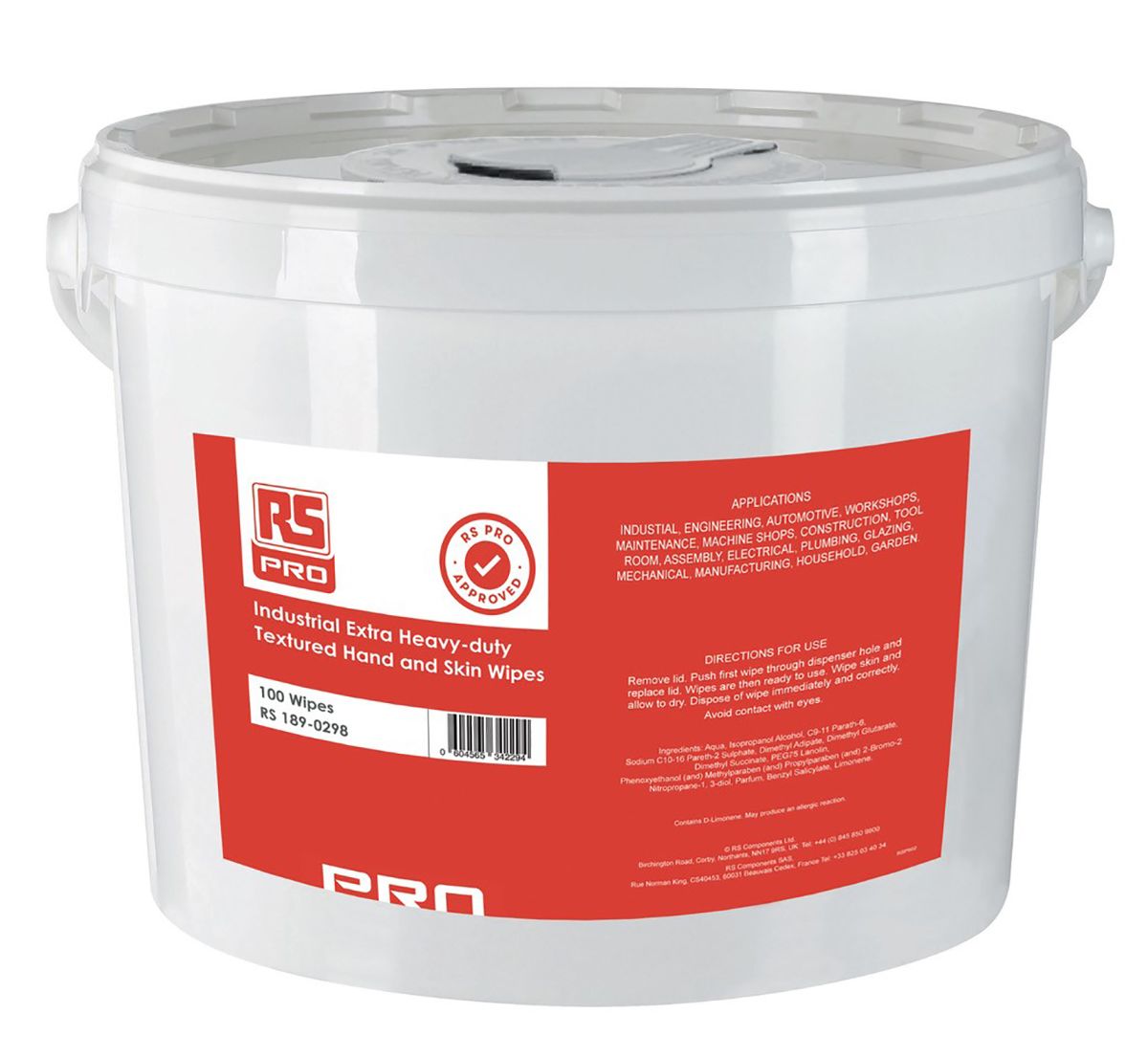 RS PRO Wet Hand Wipes for Hand Cleaning Use, Bucket of 100