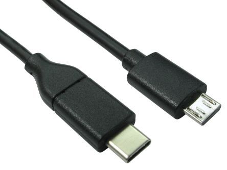 RS PRO Male USB C to Male Micro USB B Cable, USB 2.0, 1m