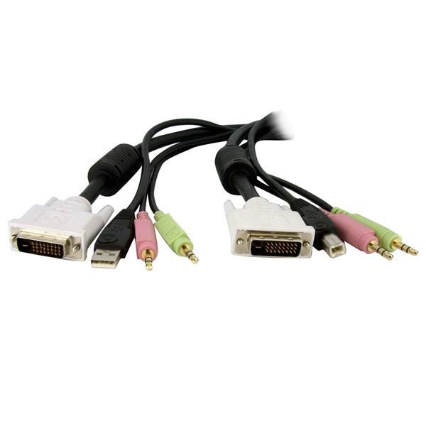 StarTech.com 1.8m 3.5mm Jack x 2' DVI-D' USB B to 3.5mm Jack x 2' DVI-D' USB A Black KVM Cable