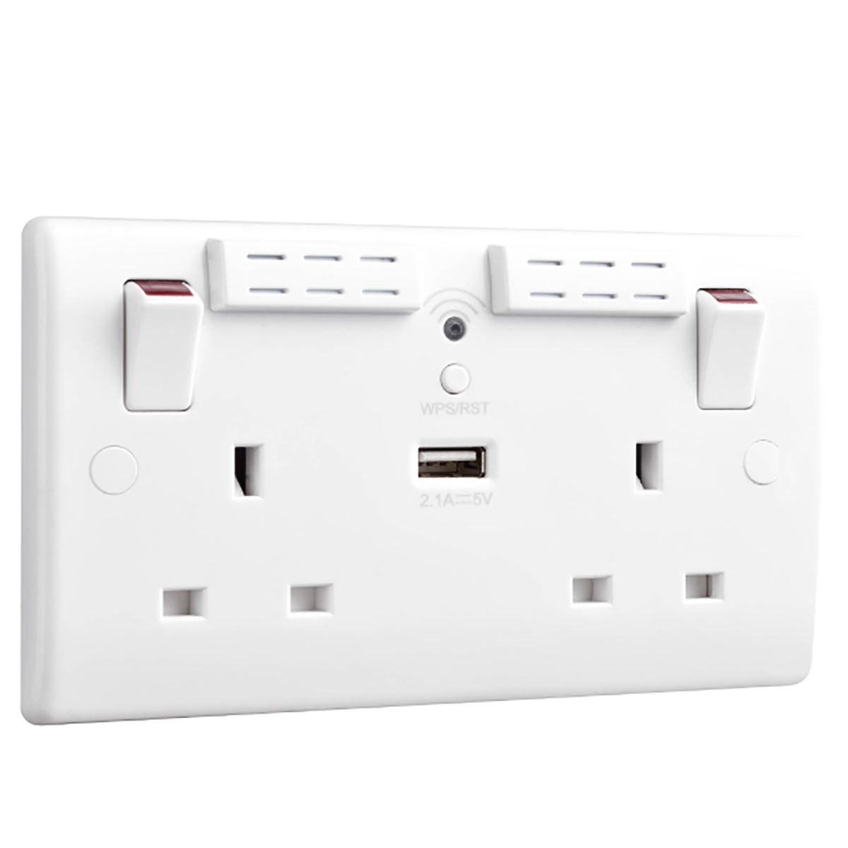 822UWR BG Electrical White 2 Gang Power Socket, 1 Pole Poles, 13A