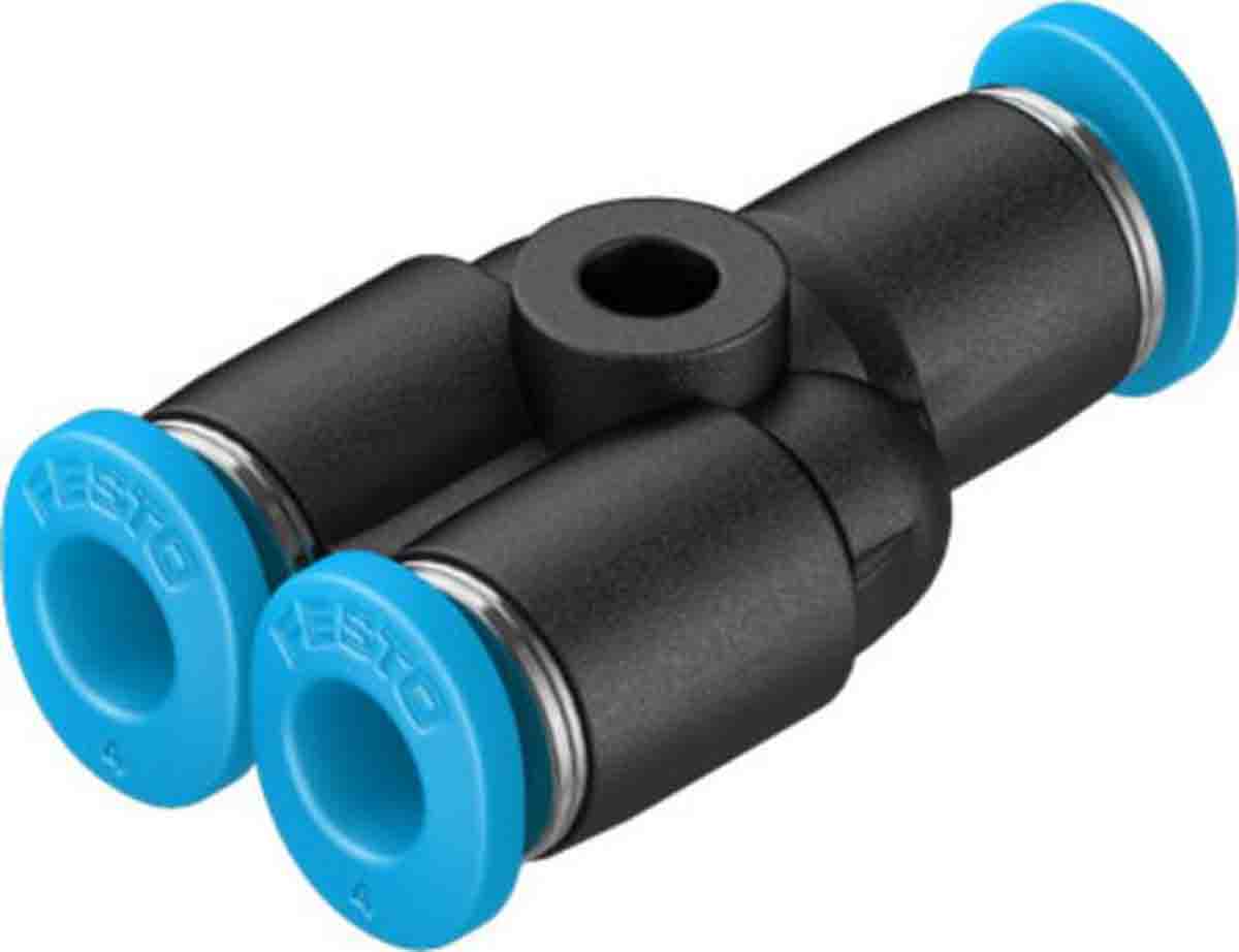Festo QS Series Y Tube-to-Tube Adaptor, Push In 4 mm to Push In 4 mm, Tube-to-Tube Connection Style, 130786