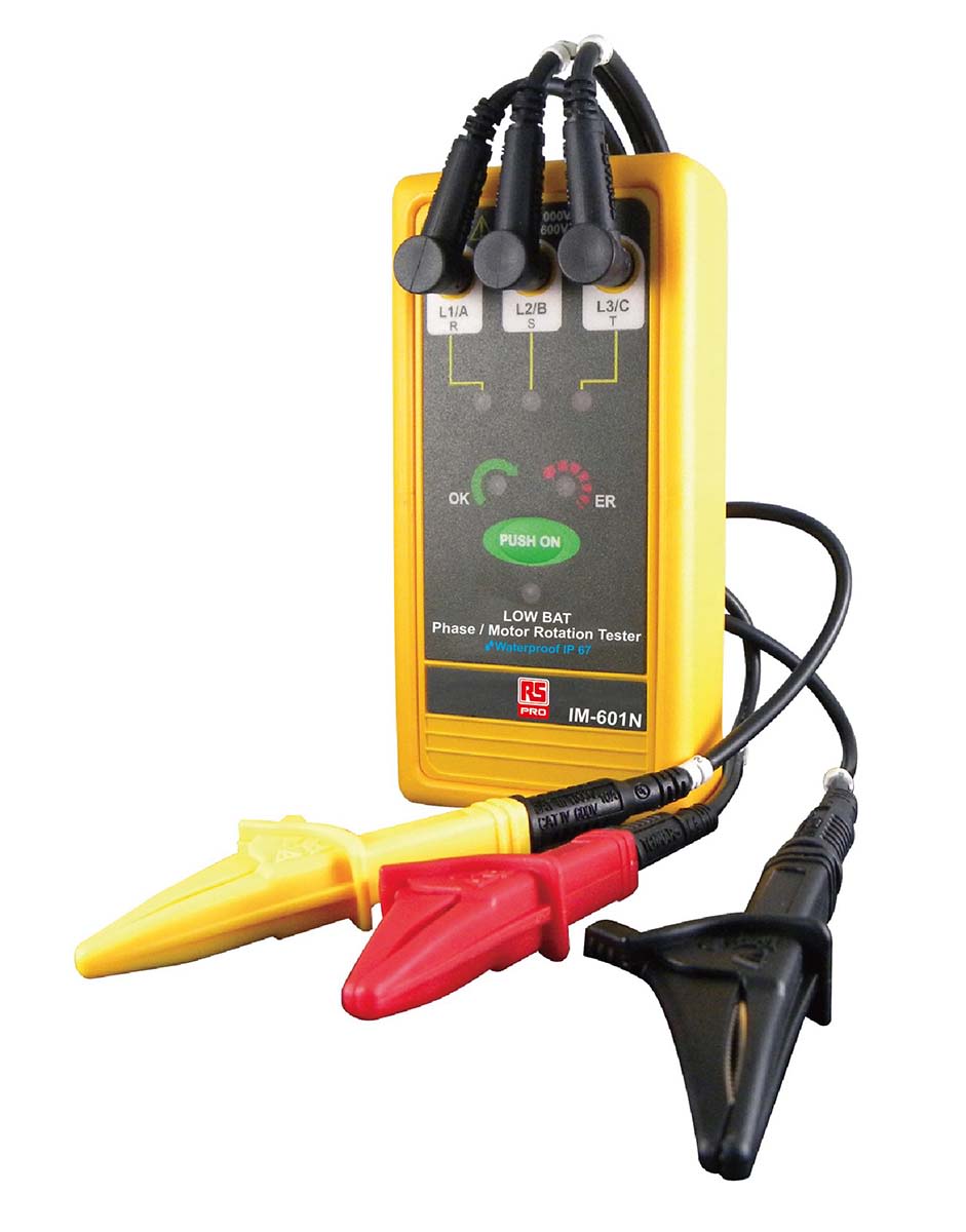 RS PRO Phase Rotation Tester, CAT III 1000V, 400Hz Max, 600 V AC Max