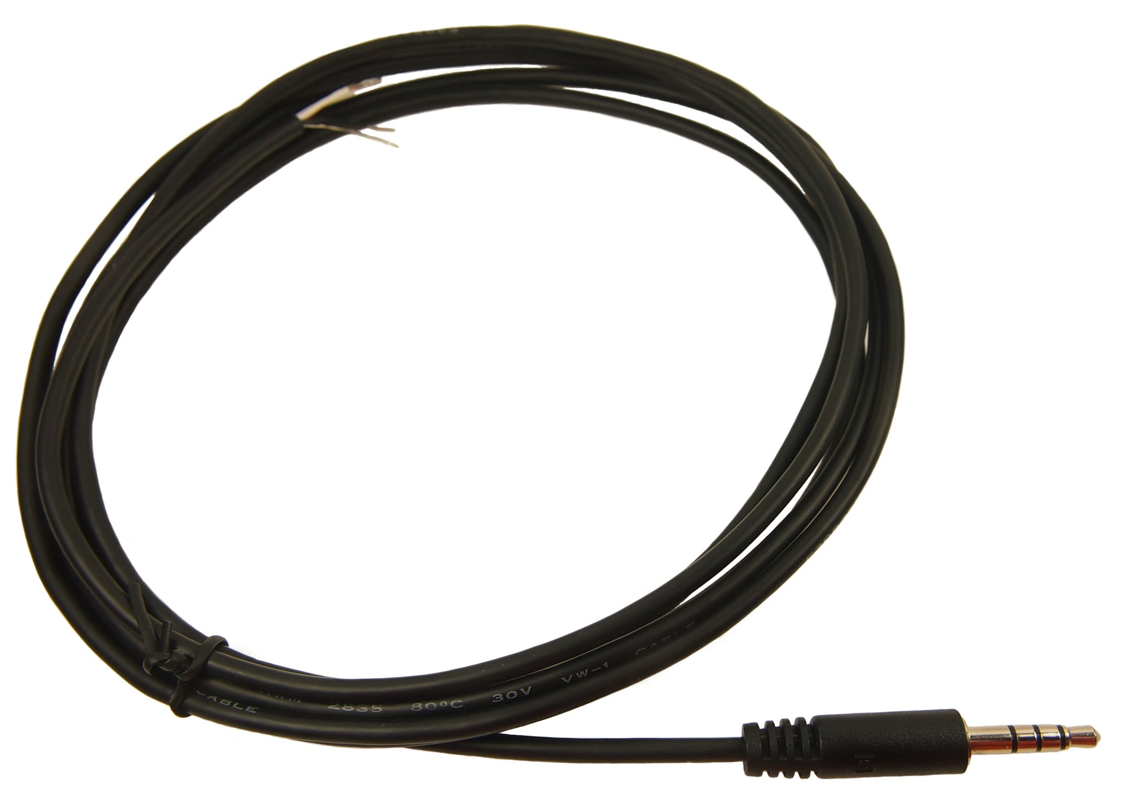 RS PRO Male 3.5mm Stereo Jack to Unterminated Aux Cable, Black, 2m