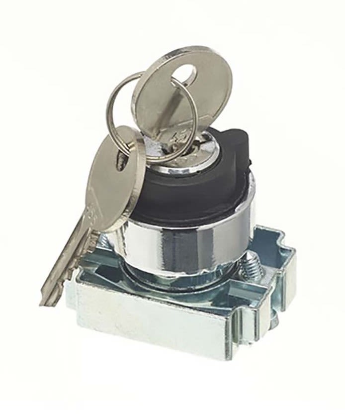 RS PRO 2position Key Switch, Spring Return, 22mm Cutout RS