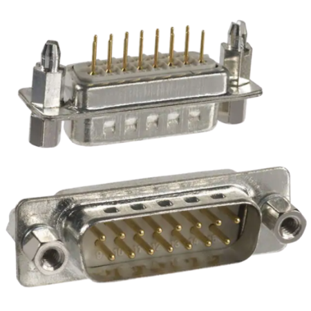 172 15 Way Panel Mount D-sub Connector Plug, 10.9mm Pitch, with 4-40 Screw Lock/Boardlock