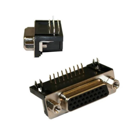 181 44 Way Right Angle Panel Mount D-sub Connector Plug, 2.28mm Pitch, with Boardlocks