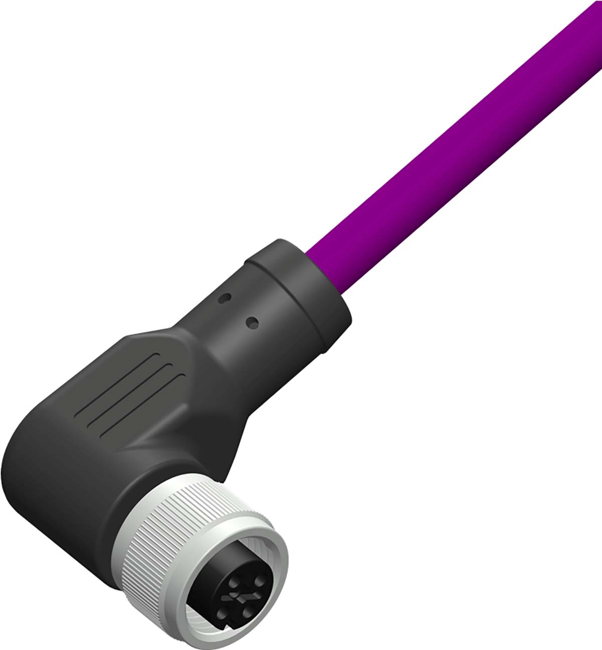 RS PRO Right Angle Female M12 to Right Angle Female Unterminated Sensor Actuator Cable, 4 Core, PVC, 5m