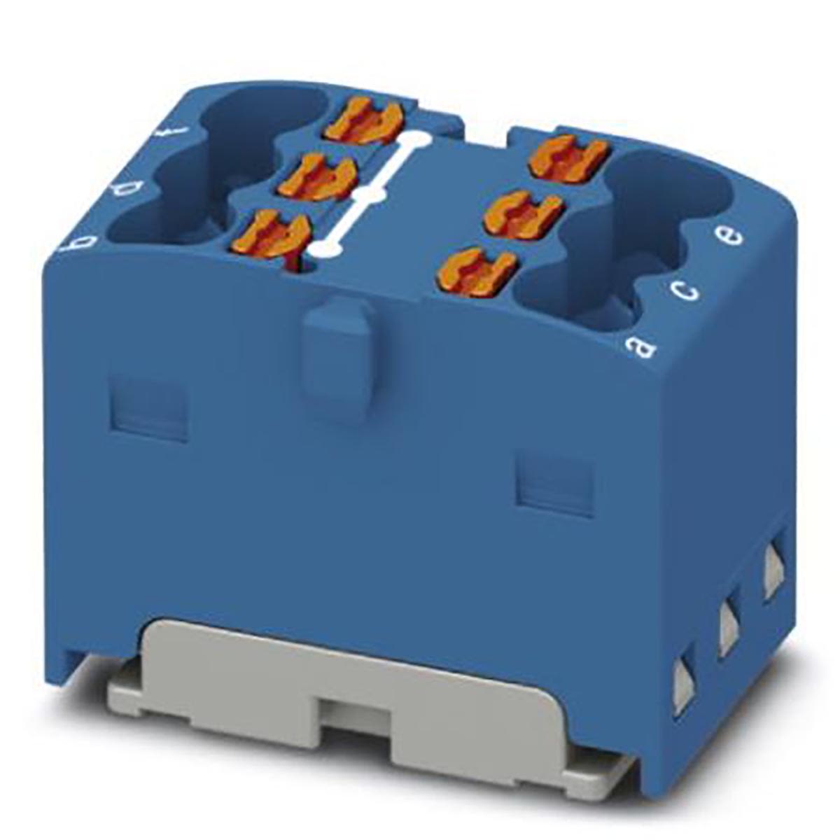 Phoenix Contact Distribution Block, 6 Way, 2.5mm², 17.5A, 450 V, Blue