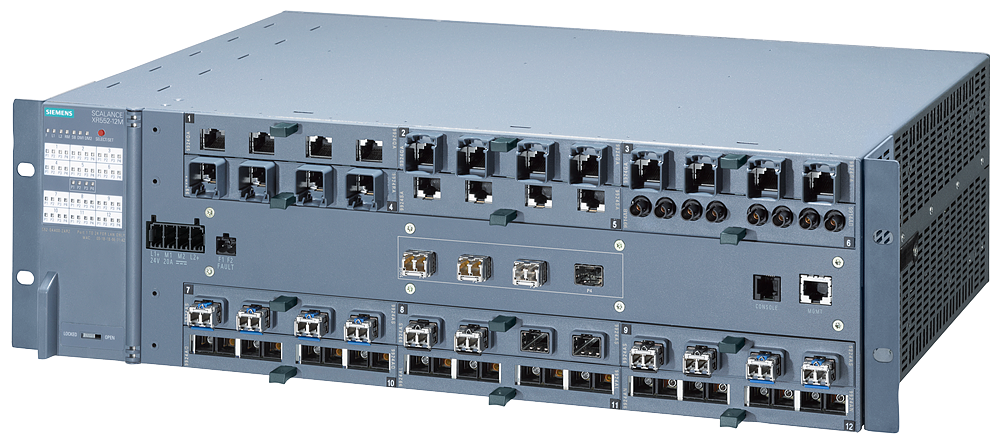 Siemens Ethernet Switch, 12 RJ45 port, 24V, 10 Mbit/s, 100 Mbit/s, 1000 Mbit/s, 10000 Mbit/s Transmission Speed
