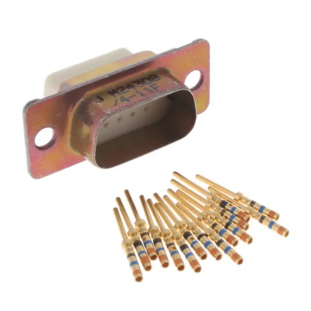 Amphenol India M24308 15 Way Panel Mount D-sub Connector Plug, 2.29mm Pitch, with 4-40 Screw Lock