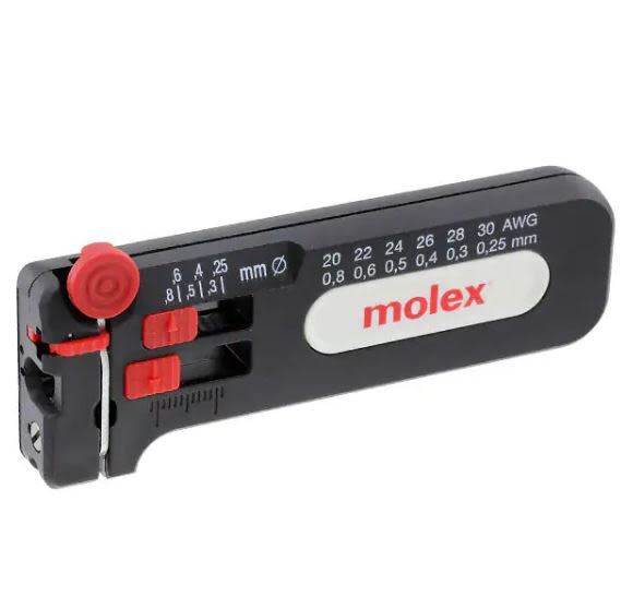 Molex Vezetékcsupaszító 30 → 20 AWG, használható: Lapos, kerek vezetékekhez