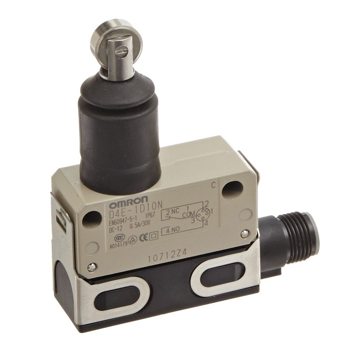 D4E1D10N Omron Roller Plunger Limit Switch, IP67, SPDT, Zinc Housing