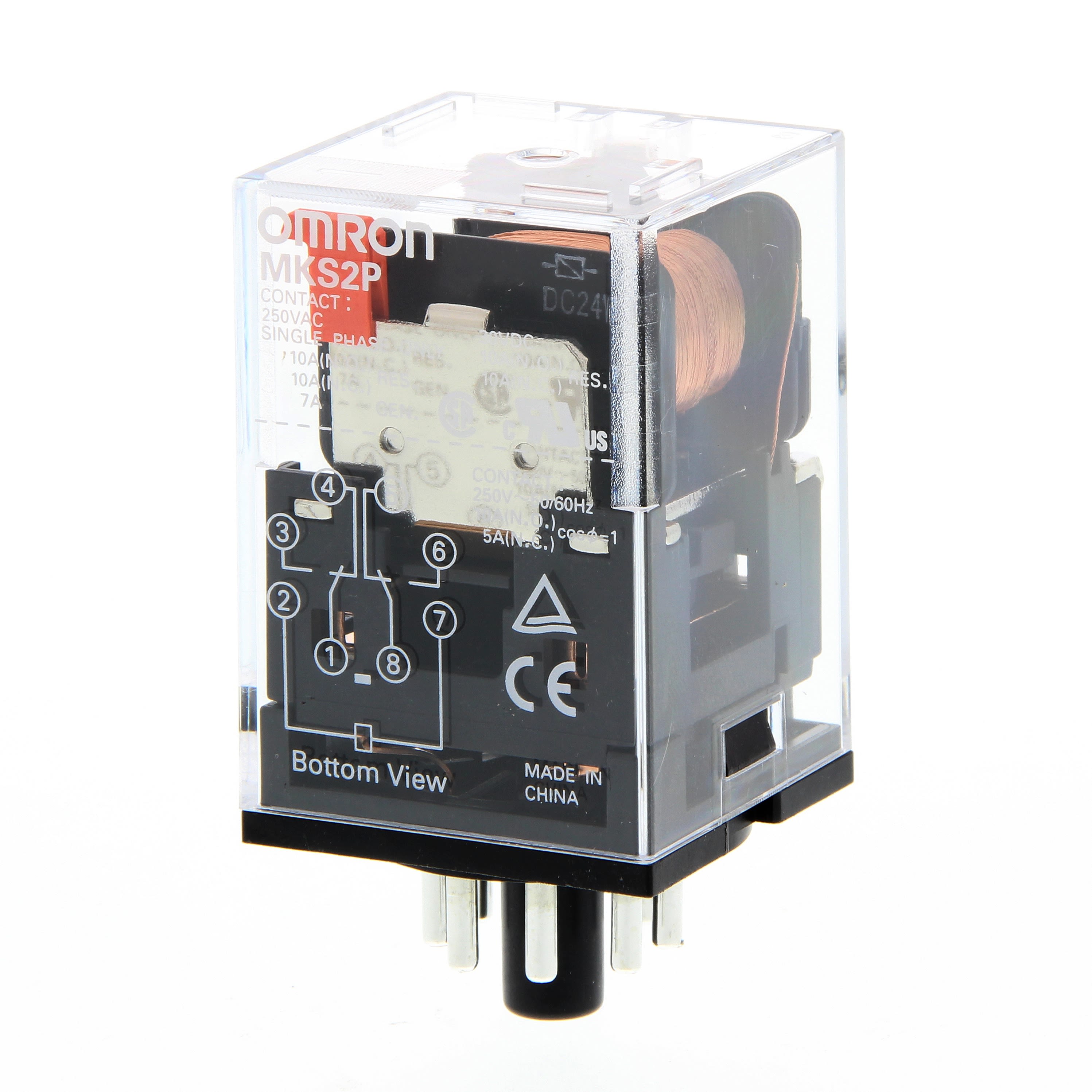 MKS2P 24VDC Omron NonLatching Relay, 24V dc Coil, 10A Switching