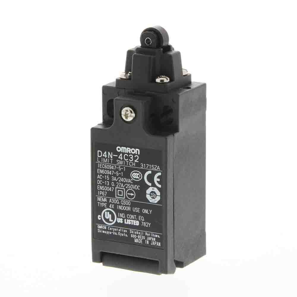 D4N-4C32 | Omron Roller Plunger Limit Switch, 2NC/1NO, IP67, DPST ...