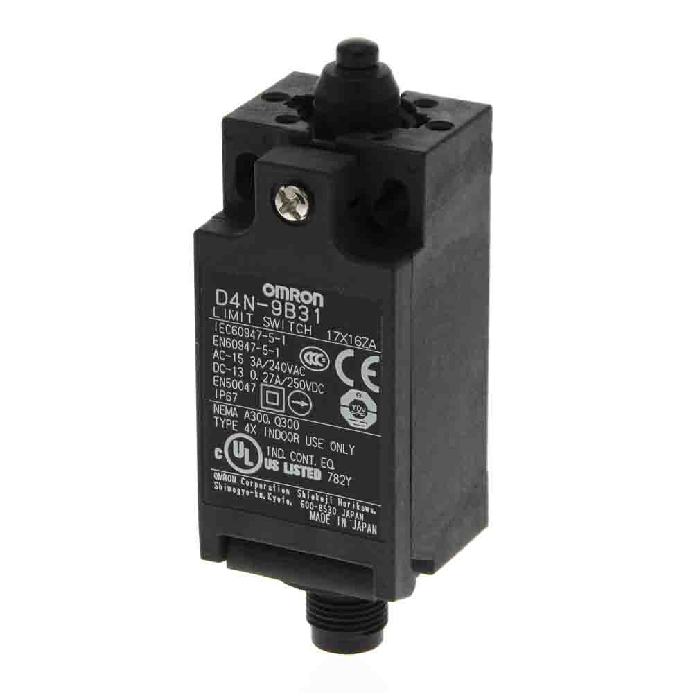 D4N-9B31 | Omron Plunger Limit Switch, 2NC/1NO, IP67, DPST, Metal ...