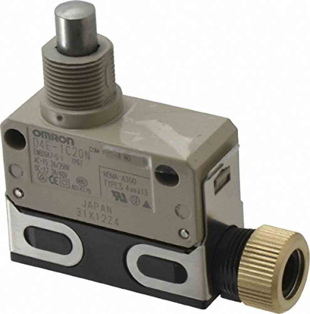 D4E1C20N Omron Plunger Limit Switch, IP67, SPDT, 250V ac Max, 5A Max