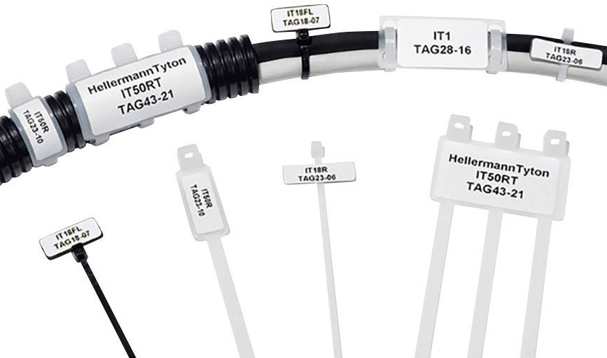 HellermannTyton Helatag 892 White Cable Labels, 43mm Width, 16mm Height, 2500 Qty