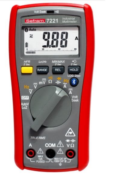 Sefram 7221 Handheld Digital Multimeter, True RMS, 10A dc Max, 1000V ac Max