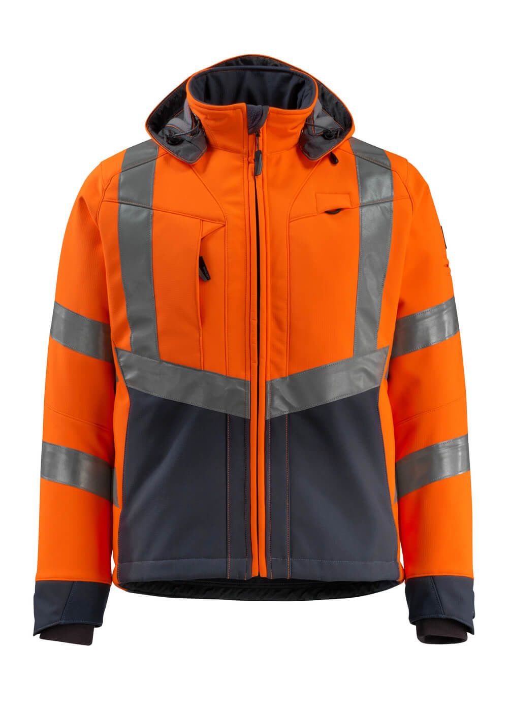 Mascot Workwear BLACKPOOL Orange/Navy Unisex Hi Vis Softshell Jacket, M