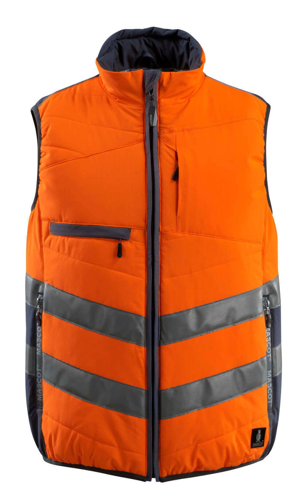 Mascot Workwear GRIMSBY Orange/Navy Unisex Hi Vis Bodywarmer, XL