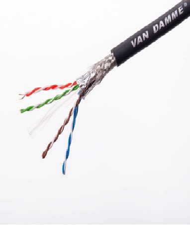 Van Damme Cat6 Ethernet Cable, SF/UTP Shield, Black, 100m