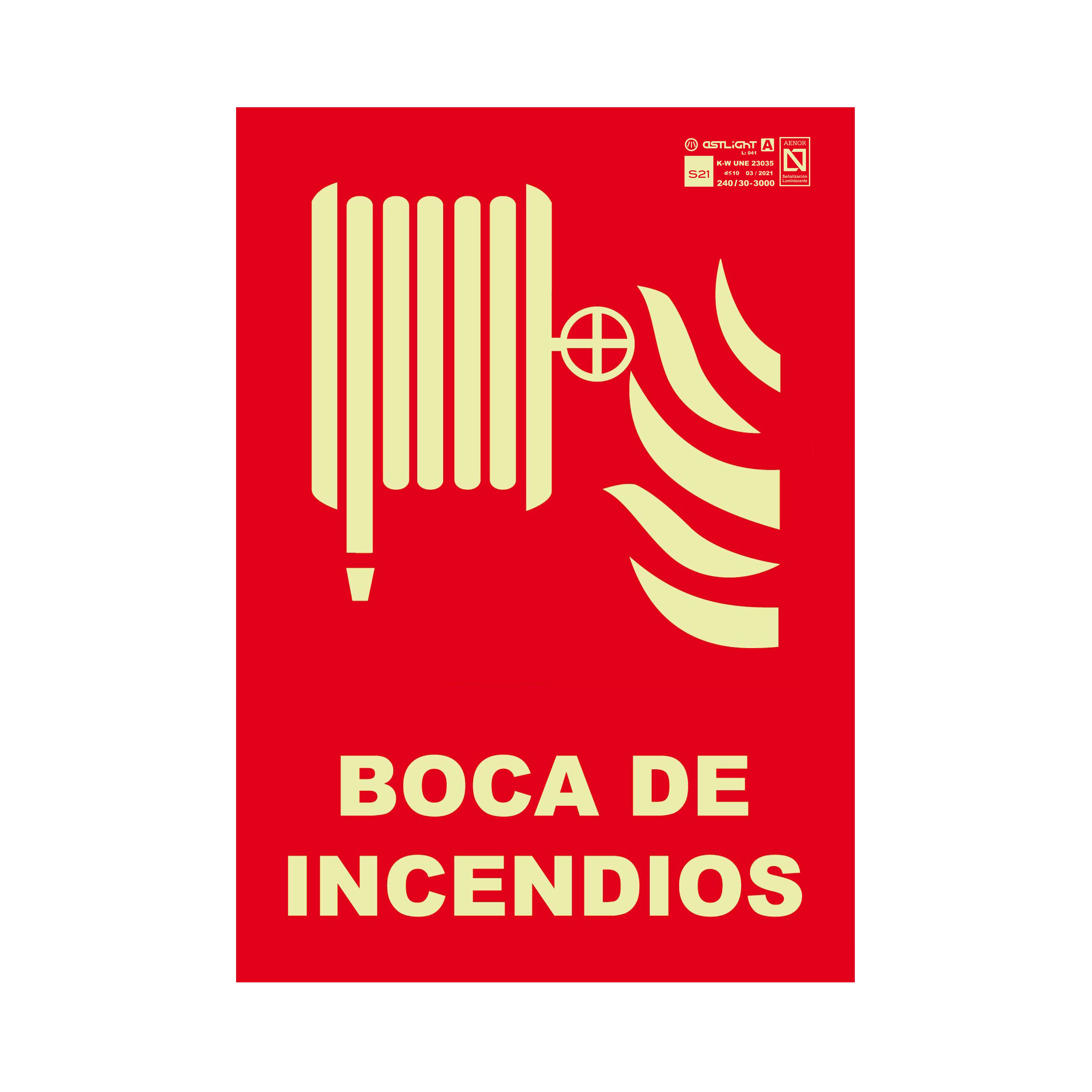 Señal de protección contra incendios, , texto en Español : Boca De Incendio, 210mm x 297 mm