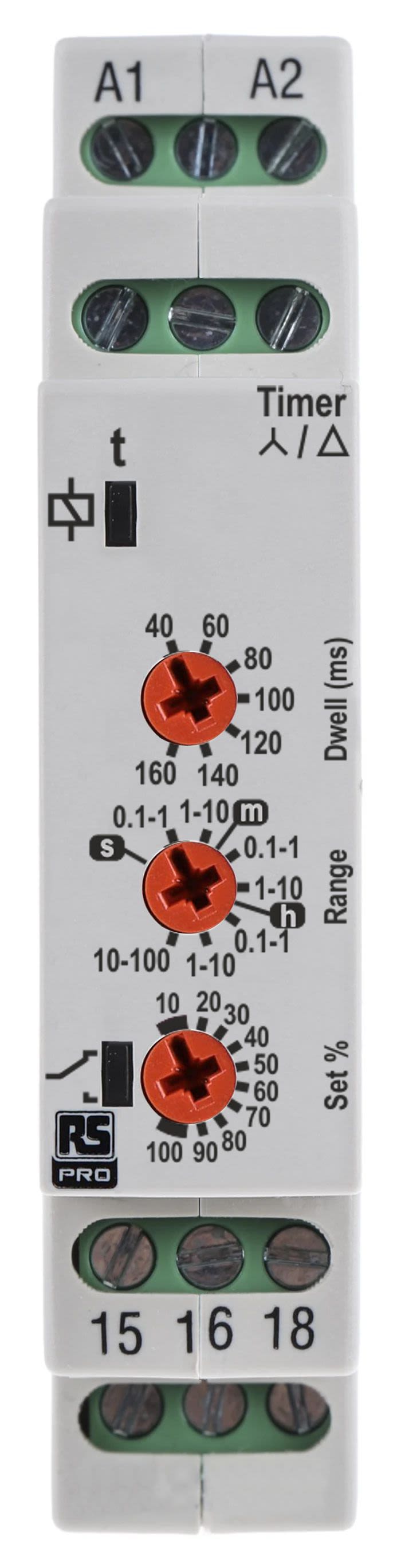 RS PRO DIN Rail, Surface Mount Single Function Timer Relay, 24 → 230V