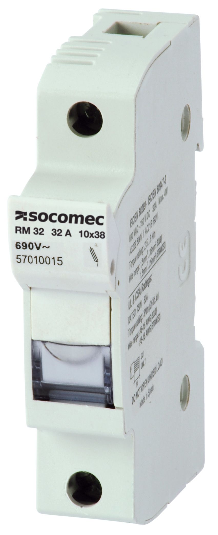 Socomec 100A Rail Mount Fuse Holder for 22 x 58mm Fuse, 3P+N, 690V