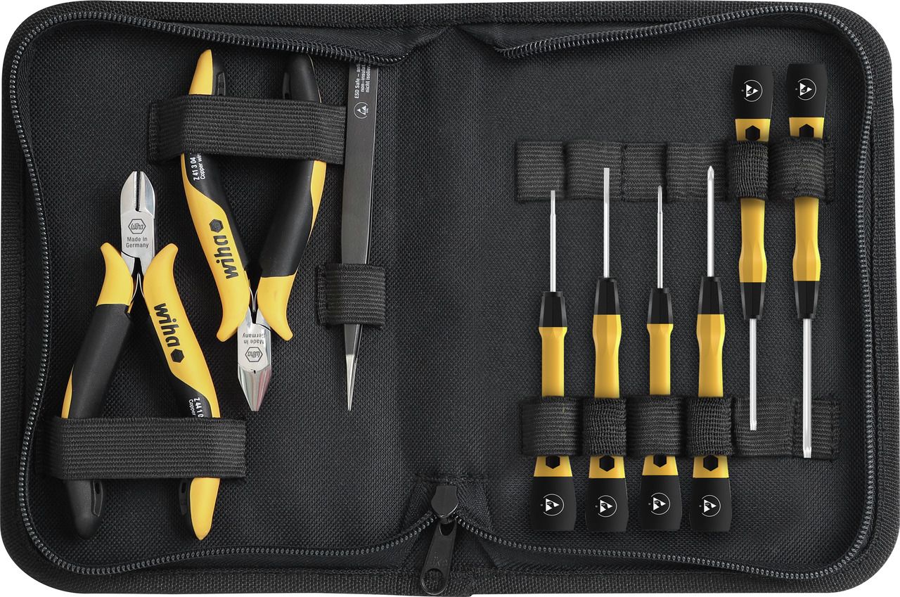 43994 Wiha Tools 9 Piece Electronics Tool Kit with Bag RS