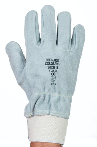Guanti da lavoro Tornado, Tg. 10, L, in Cuoio, col. Grigio