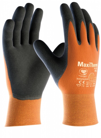 ATG MaxiTherm Grey, Orange Anti-Slip Work Gloves, Size 8, Medium, Acrylic Lining, Rubber Coating