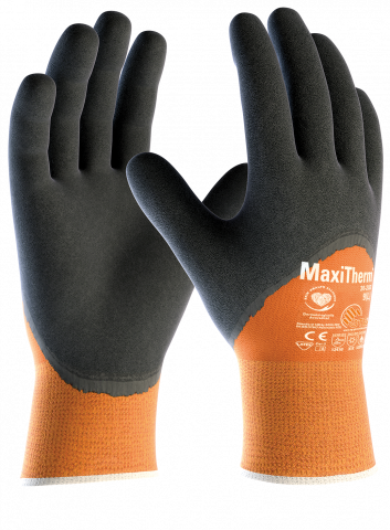 ATG Maxitherm Grey, Orange Anti-Slip Work Gloves, Size 8, Medium, Acrylic, Polyester (Liner) Lining, Rubber Coating