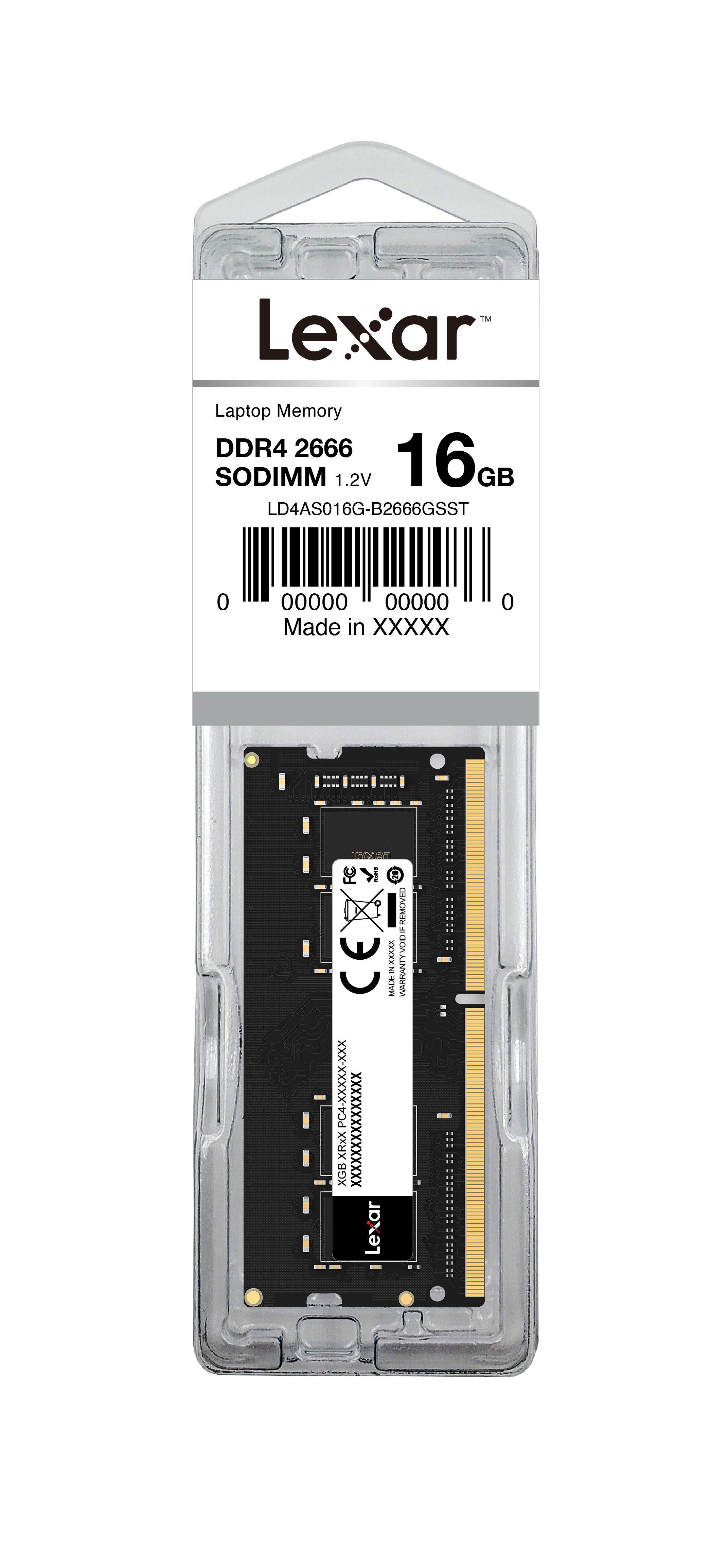 Lexar 16 GB DDR4 Laptop RAM, 3200MHz, DIMM, 1.2V