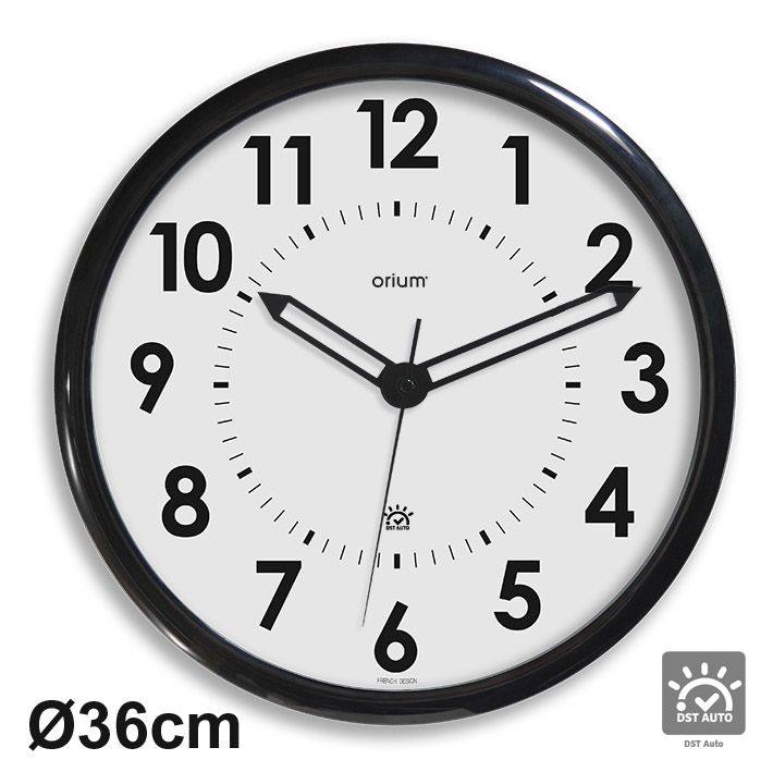 11097 Orium Black Radio Controlled Analog Wall Clock, 360mm Diameter RS