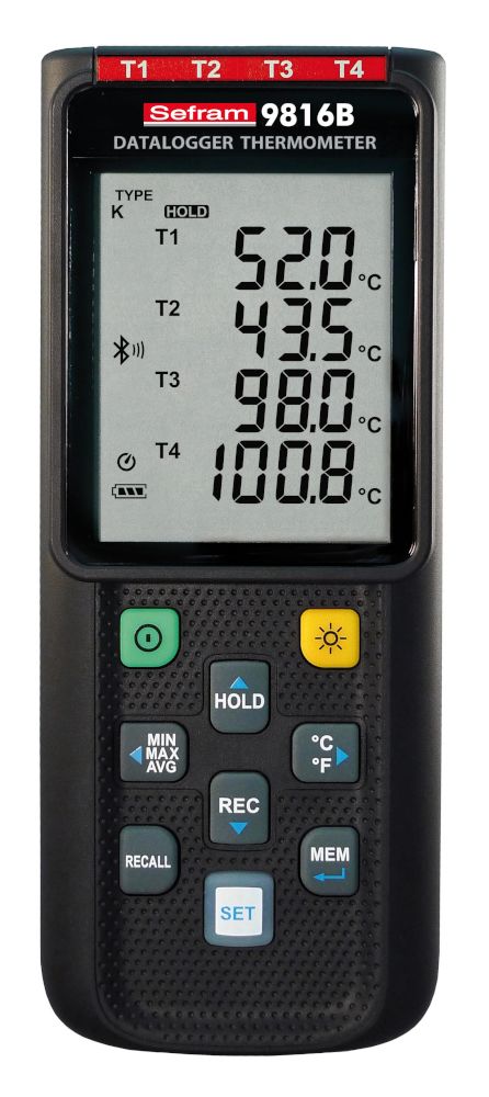 Thermomètre numérique Sefram SEFRAM9816B, 4 voies de mesure pour E, J, K, N, R, S, T