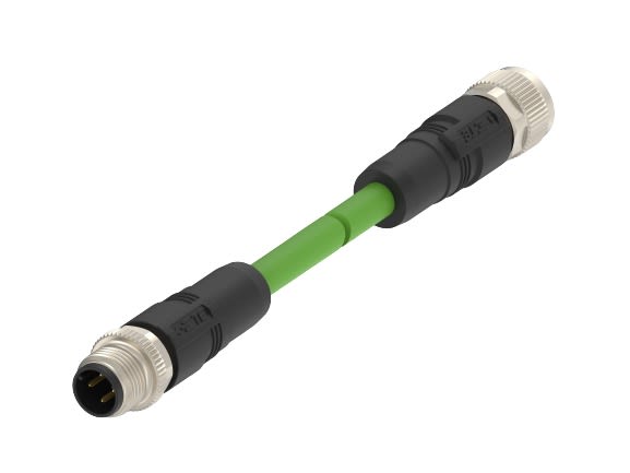 TE Connectivity TAD1454 M12 to M12 Sensor Actuator Cable, 4 Core, Polyvinyl Chloride PVC, 1m