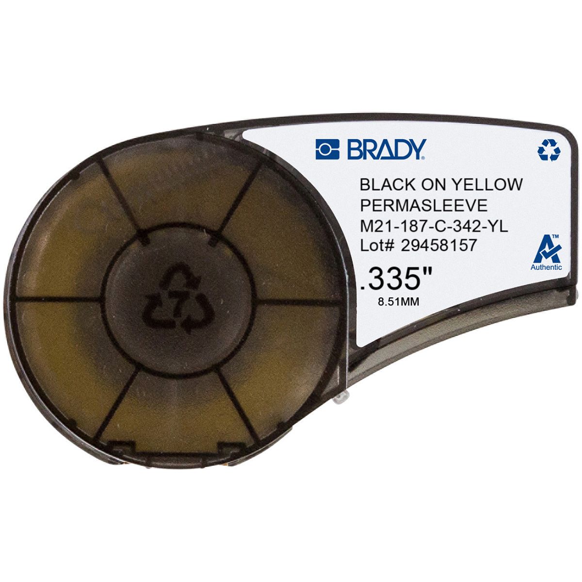 Brady R4300 Wärmeschrumpf Kabelmarkier-Hülsen Wärmeschrumpfend, Schwarz auf Gelb, Ø 1.6mm - 3.8mm