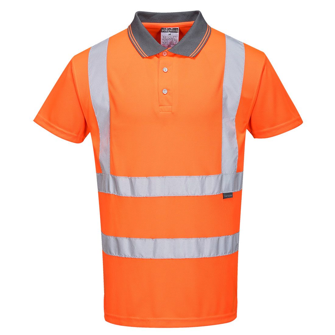 Portwest RT22 Orange Unisex Hi Vis Polo Shirt, M