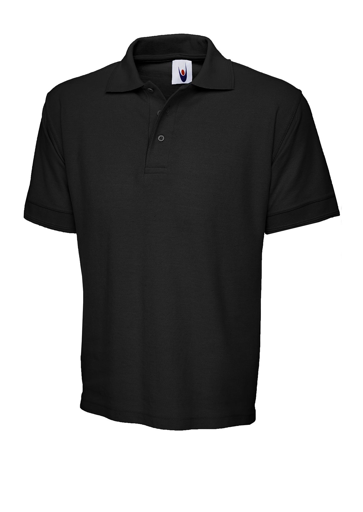 Uneek UC102 Black Cotton, Polyester Polo Shirt, UK- 46 → 48in, EUR- 117 → 122cm
