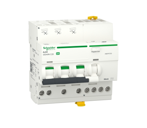 Schneider Electric Type C Residual Current Circuit Breaker with Overload Protection - 3P+N, 25A Current Rating, ACTI9